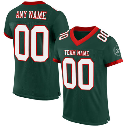 Custom Green White-Red Mesh Authentic Football Jersey - Sky-Custom