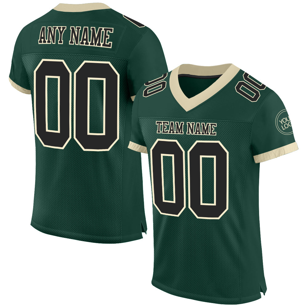 Custom Green Black-Cream Mesh Authentic Football Jersey - Sky-Custom