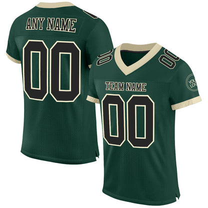 Custom Green Black-Cream Mesh Authentic Football Jersey - Sky-Custom