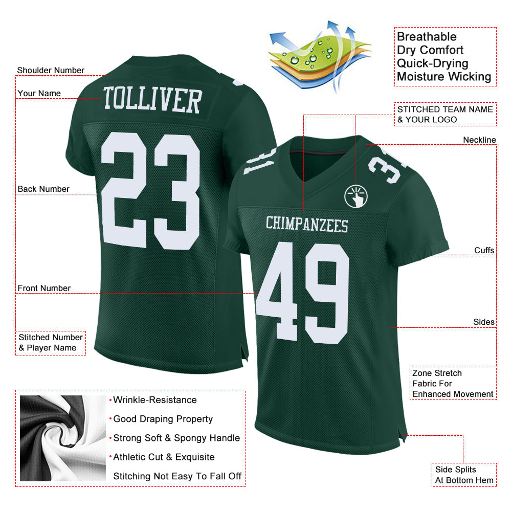 Custom Green White Mesh Authentic Football Jersey - Sky-Custom