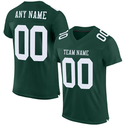 Custom Green White Mesh Authentic Football Jersey - Sky-Custom