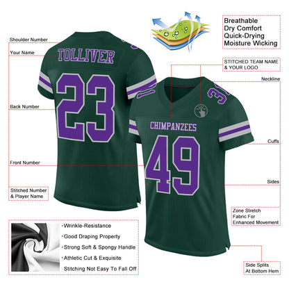 Custom Green Purple-Gray Mesh Authentic Football Jersey - Sky-Custom