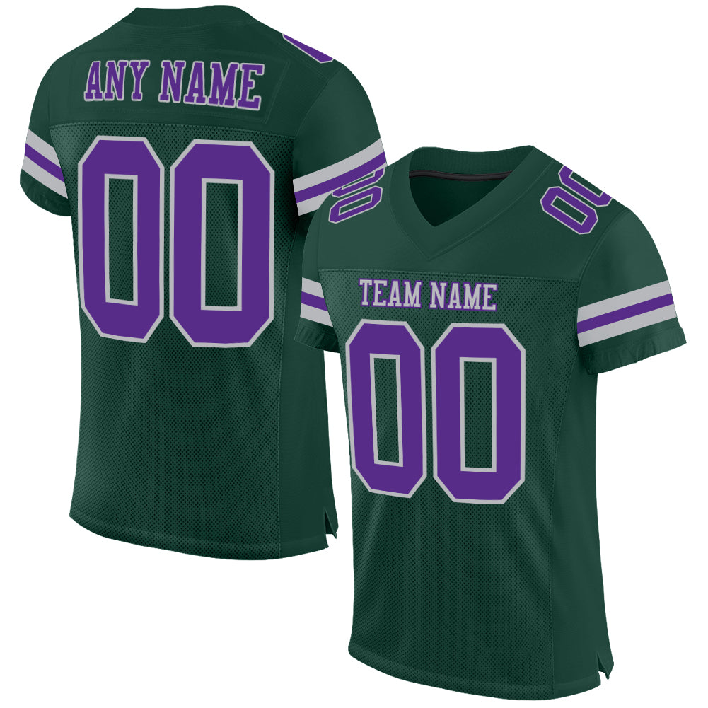 Custom Green Purple-Gray Mesh Authentic Football Jersey - Sky-Custom