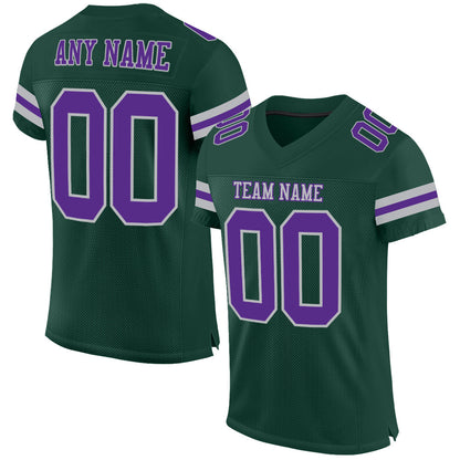 Custom Green Purple-Gray Mesh Authentic Football Jersey - Sky-Custom
