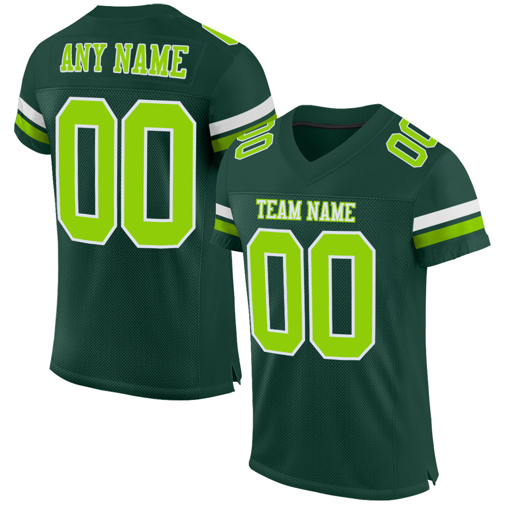 Custom Green Neon Green-White Mesh Authentic Football Jersey - Sky-Custom