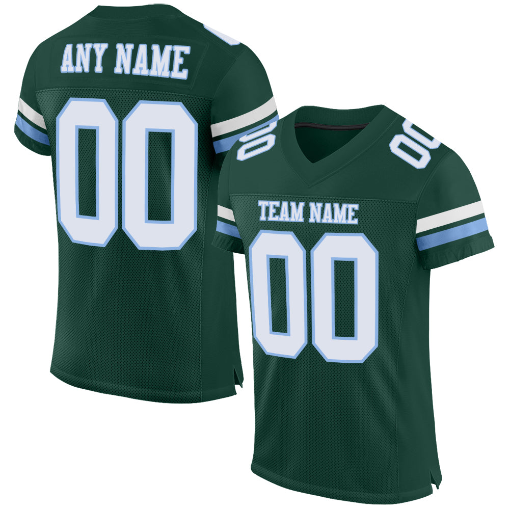 Custom Green White-Light Blue Mesh Authentic Football Jersey - Sky-Custom