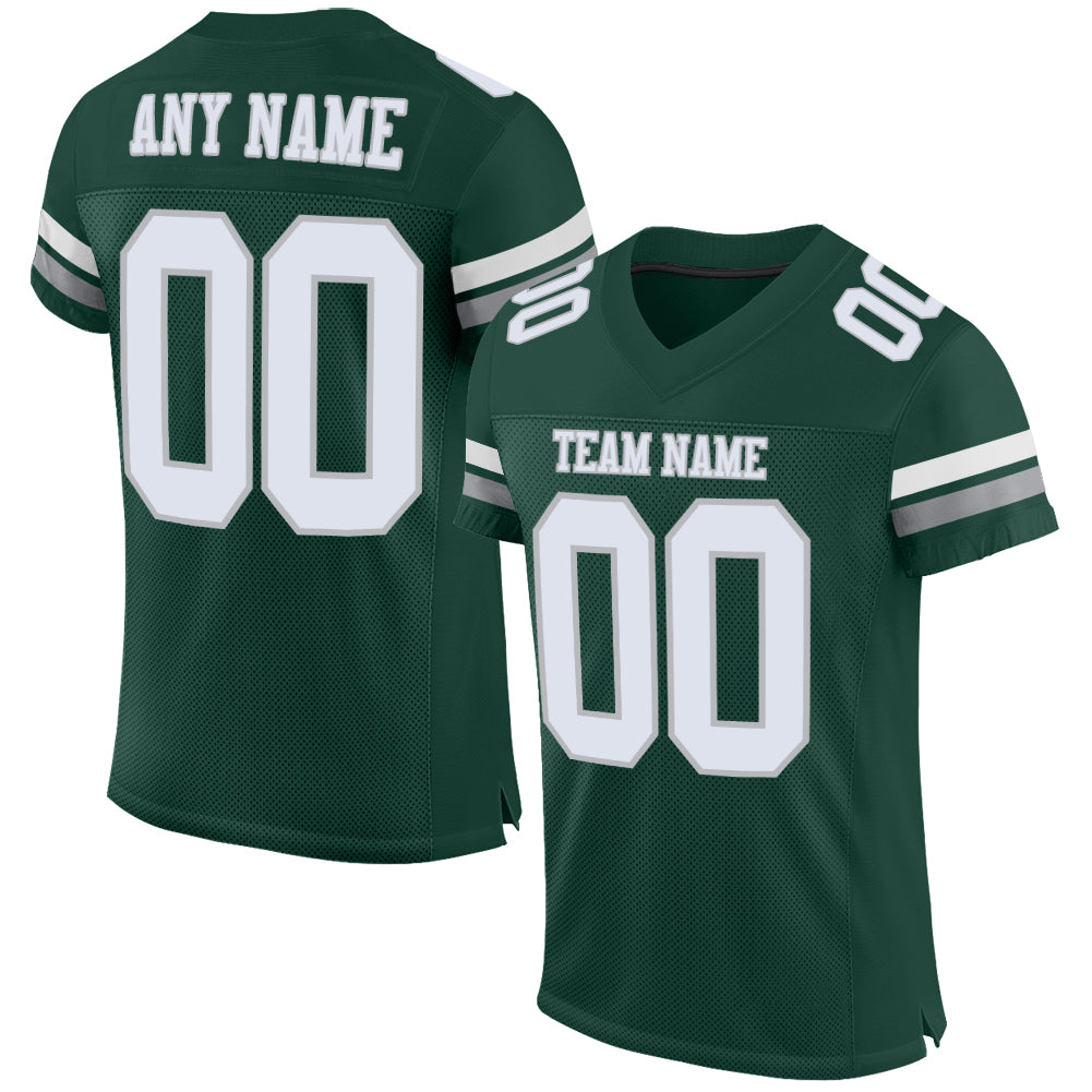 Custom Green White-Gray Mesh Authentic Football Jersey - Sky-Custom