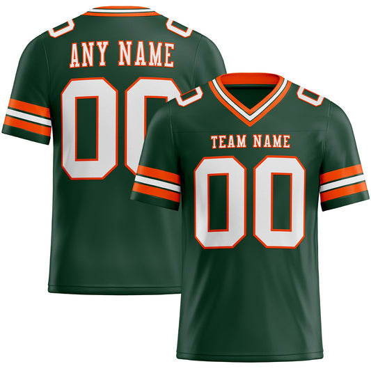 Custom Green White-Orange Mesh Authentic Football Jersey - Sky-Custom
