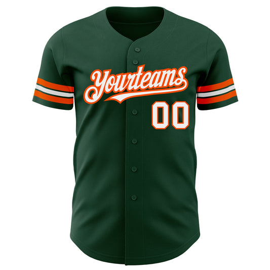 Custom Green White-Orange Authentic Baseball Jersey - Sky-Custom