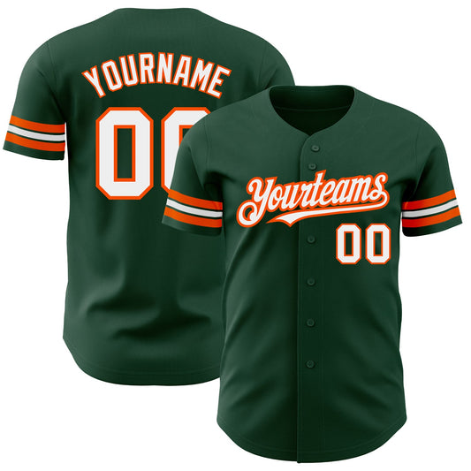 Custom Green White-Orange Authentic Baseball Jersey - Sky-Custom