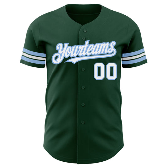 Custom Green White-Light Blue Authentic Baseball Jersey - Sky-Custom