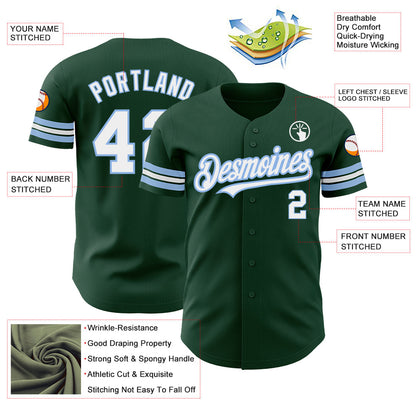 Custom Green White-Light Blue Authentic Baseball Jersey - Sky-Custom