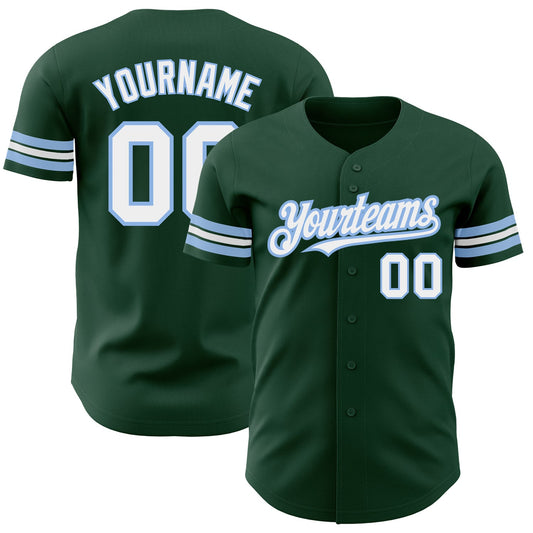 Custom Green White-Light Blue Authentic Baseball Jersey - Sky-Custom