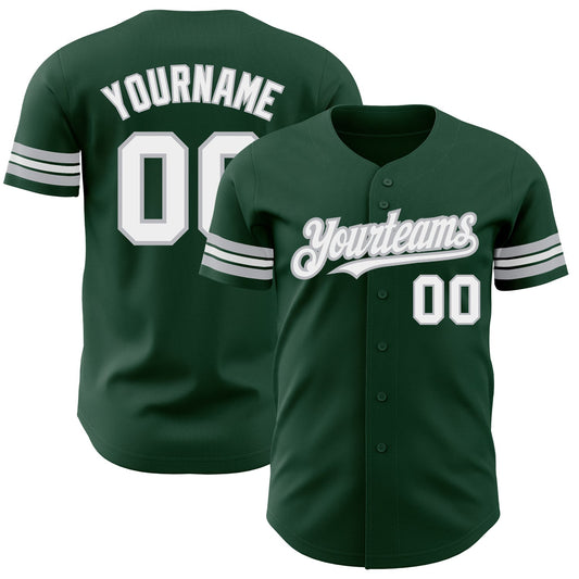 Custom Green White-Gray Authentic Baseball Jersey - Sky-Custom