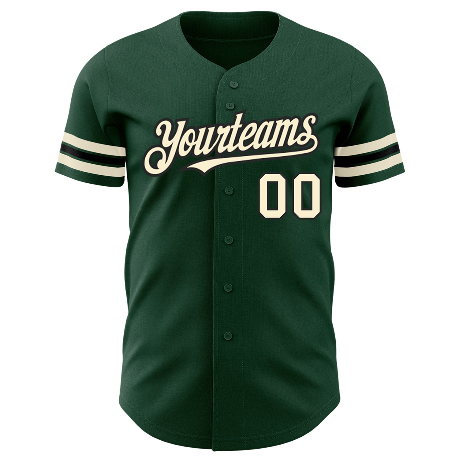 Custom Green Cream-Black Authentic Baseball Jersey - Sky-Custom