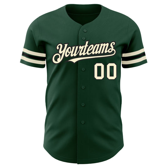 Custom Green Cream-Black Authentic Baseball Jersey - Sky-Custom