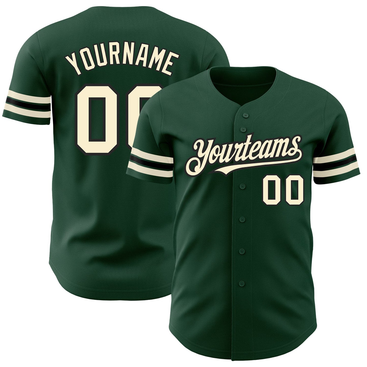 Custom Green Cream-Black Authentic Baseball Jersey - Sky-Custom