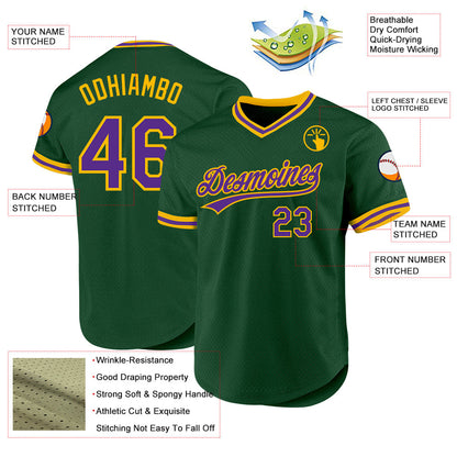 Custom Green Purple-Gold Authentic Throwback Baseball Jersey - Sky-Custom