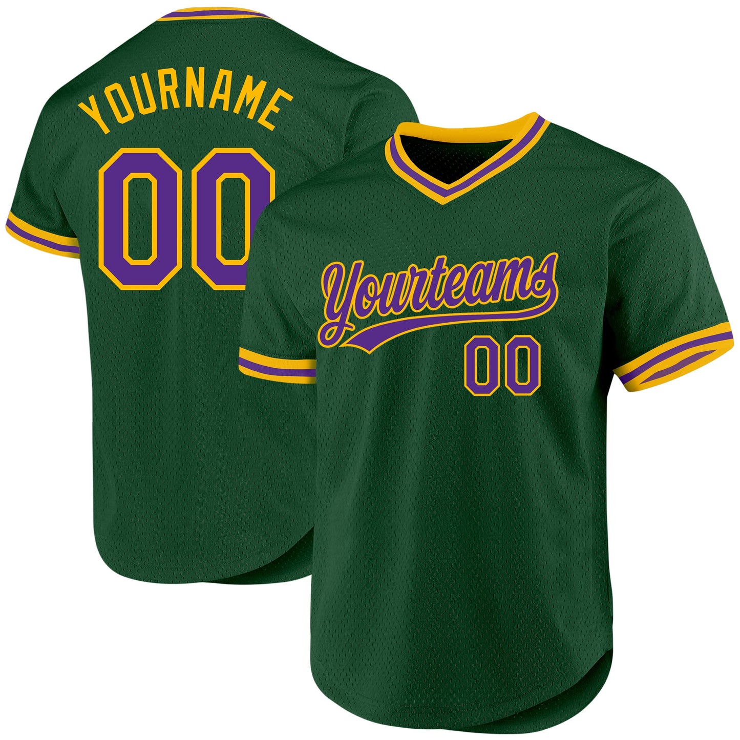 Custom Green Purple-Gold Authentic Throwback Baseball Jersey - Sky-Custom