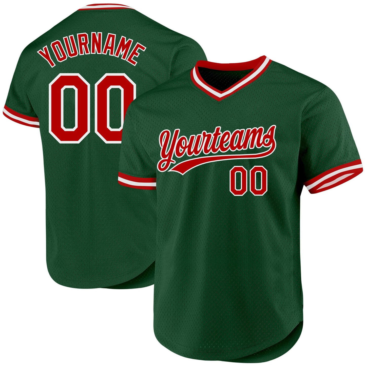 Custom Green Red-White Authentic Throwback Baseball Jersey - Sky-Custom