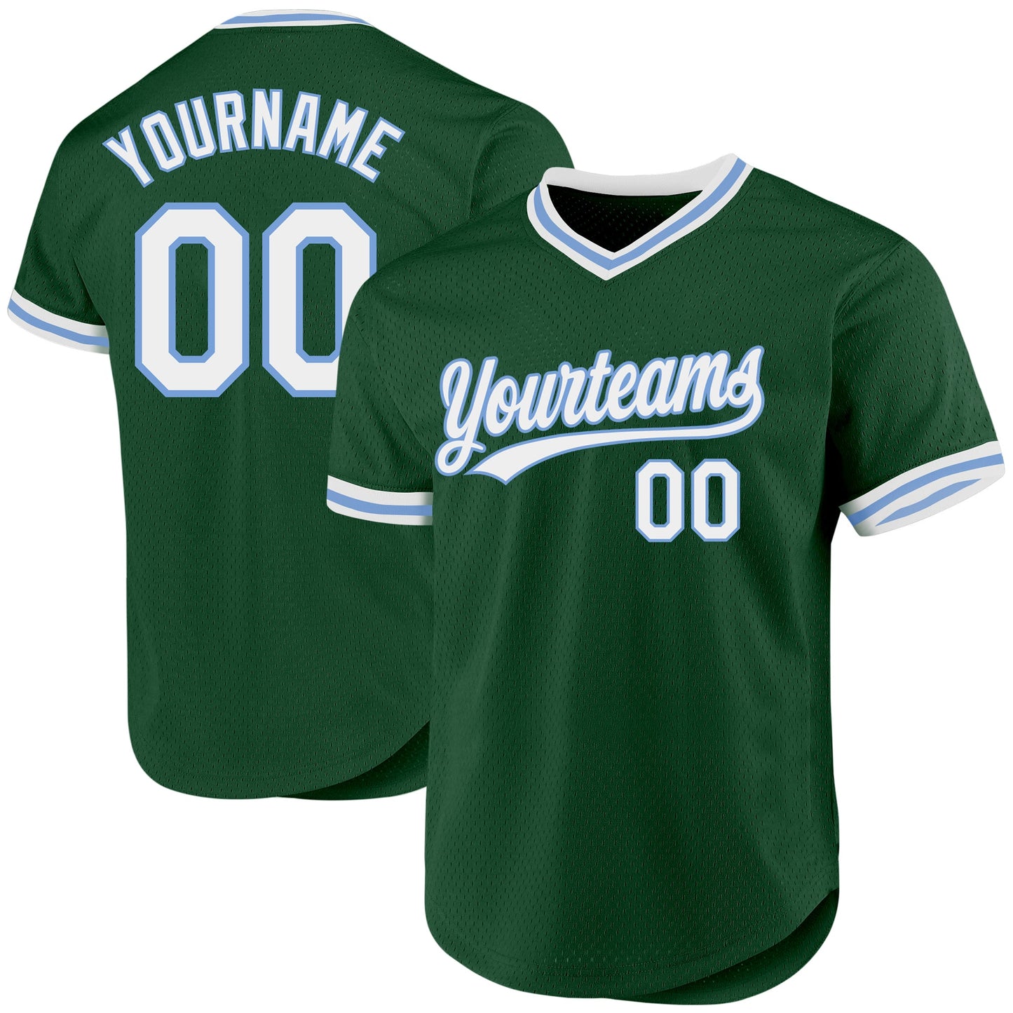 Custom Green White-Light Blue Authentic Throwback Baseball Jersey - Sky-Custom