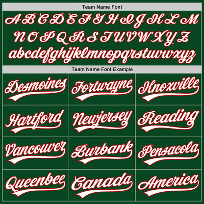 Custom Green White-Red Authentic Throwback Baseball Jersey - Sky-Custom