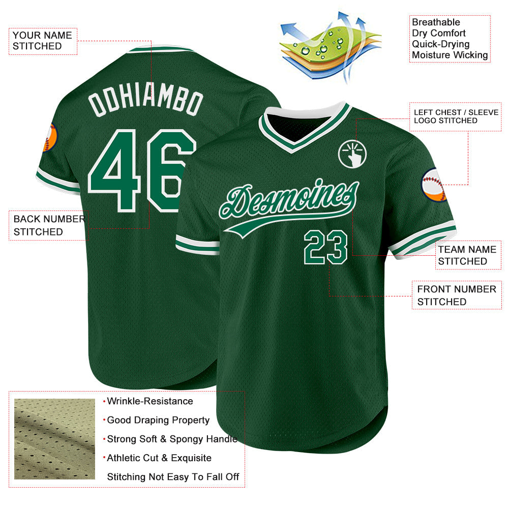 Custom Green Kelly Green-White Authentic Throwback Baseball Jersey - Sky-Custom