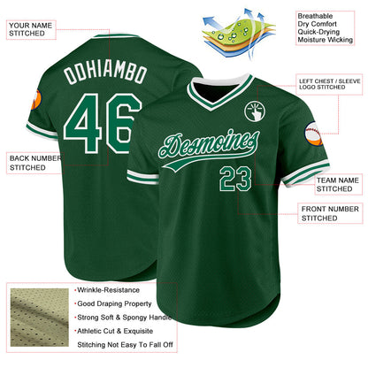 Custom Green Kelly Green-White Authentic Throwback Baseball Jersey - Sky-Custom