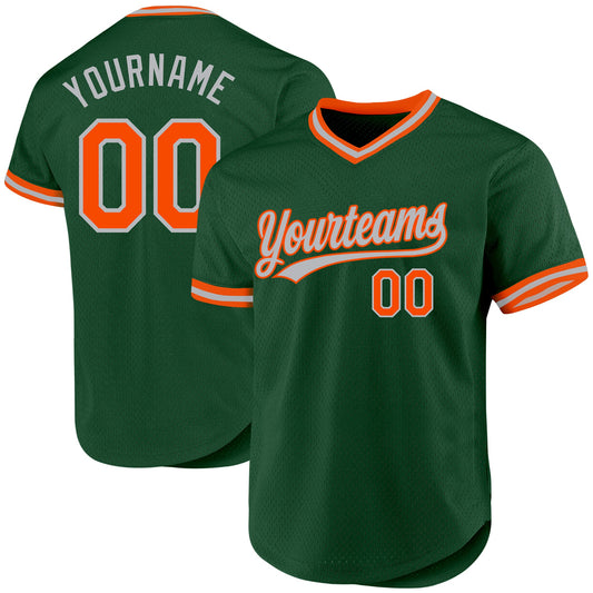Custom Green Orange-Gray Authentic Throwback Baseball Jersey - Sky-Custom