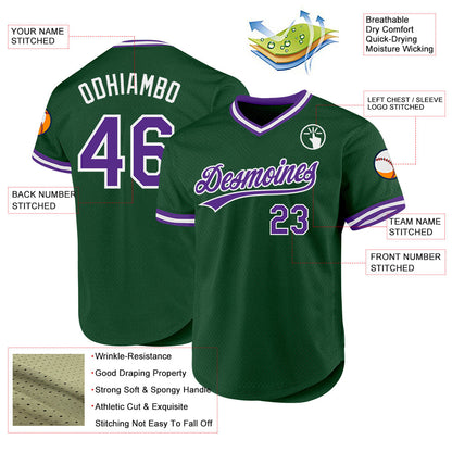Custom Green Purple-White Authentic Throwback Baseball Jersey - Sky-Custom