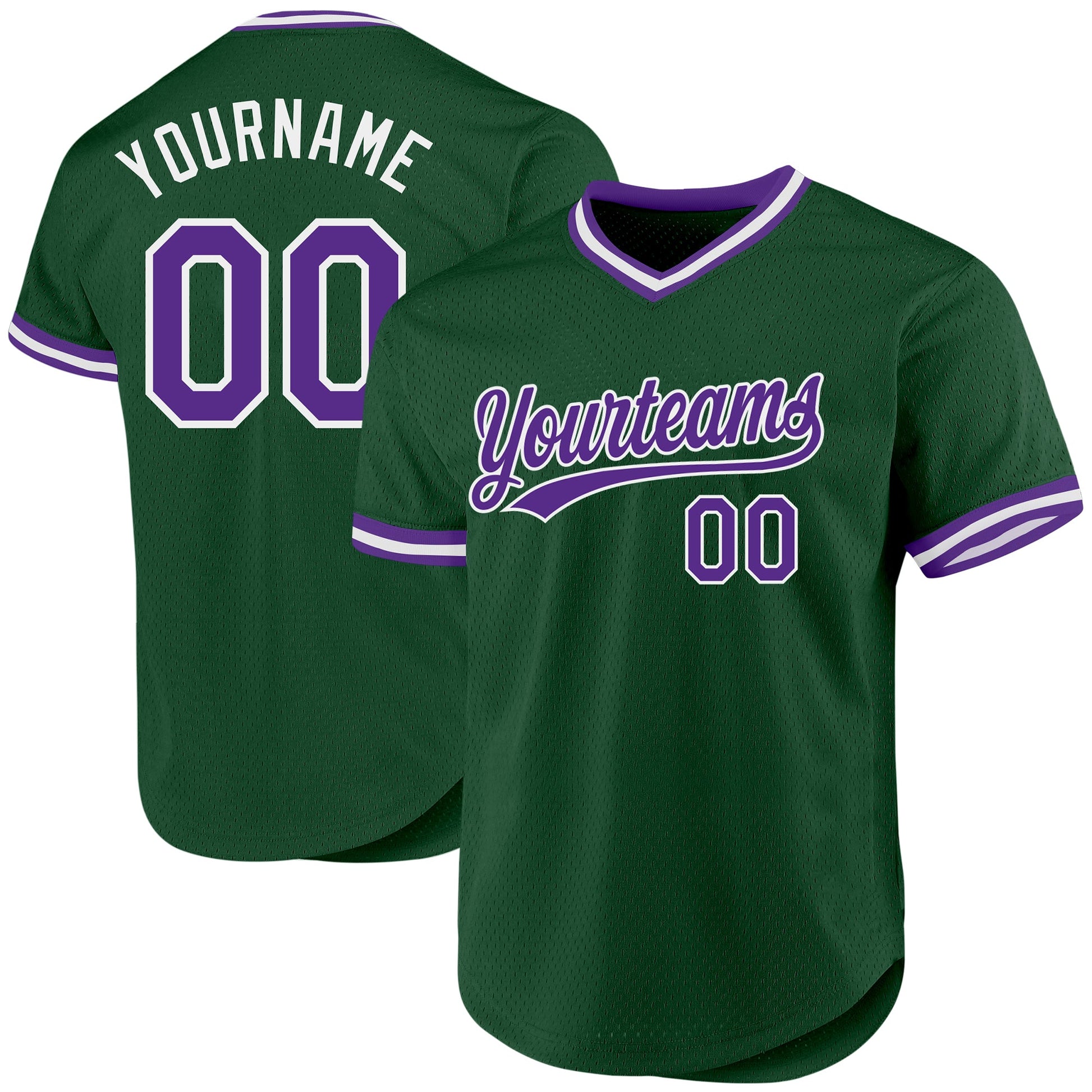 Custom Green Purple-White Authentic Throwback Baseball Jersey - Sky-Custom