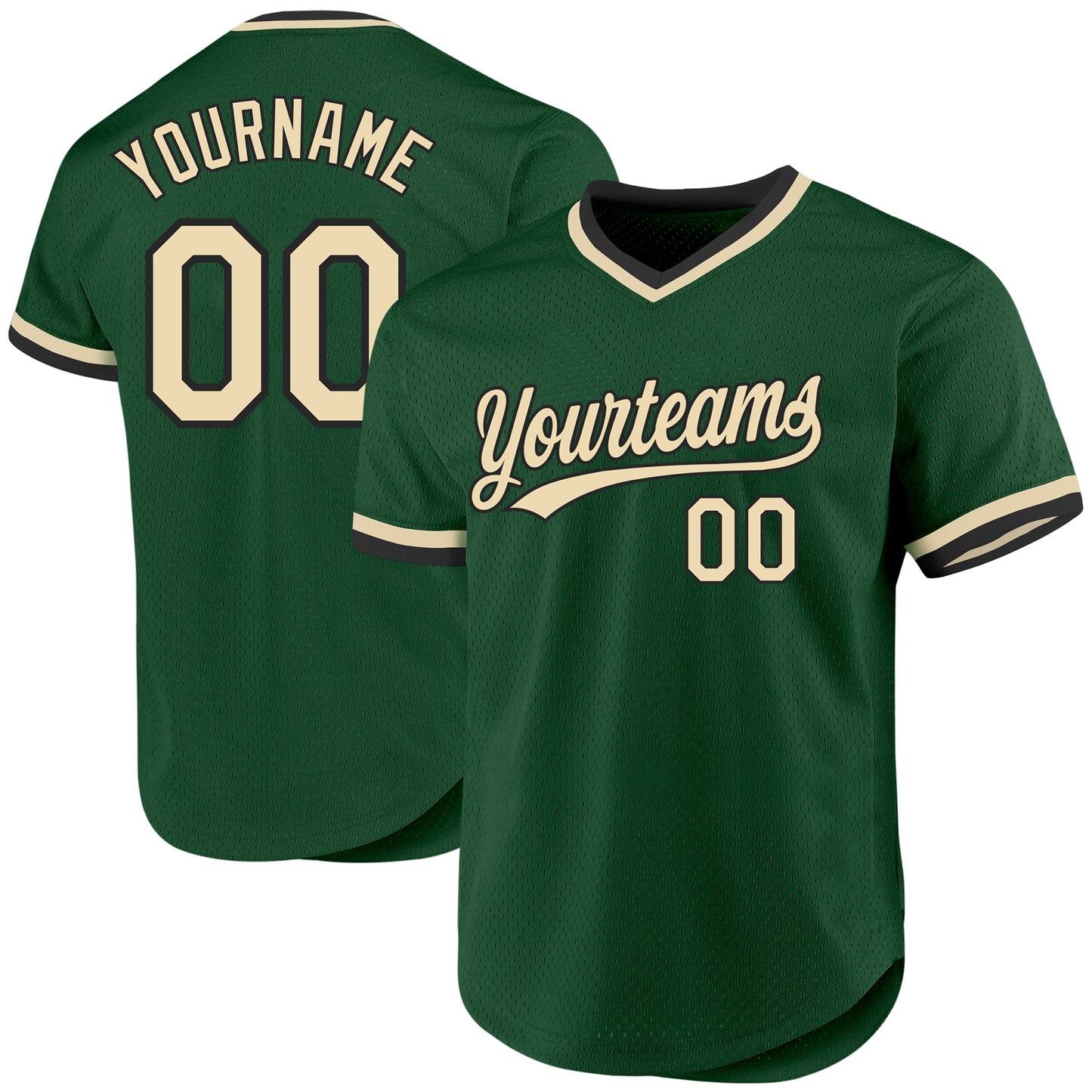 Custom Green Cream-Black Authentic Throwback Baseball Jersey - Sky-Custom