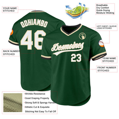 Custom Green White-Cream Authentic Throwback Baseball Jersey - Sky-Custom