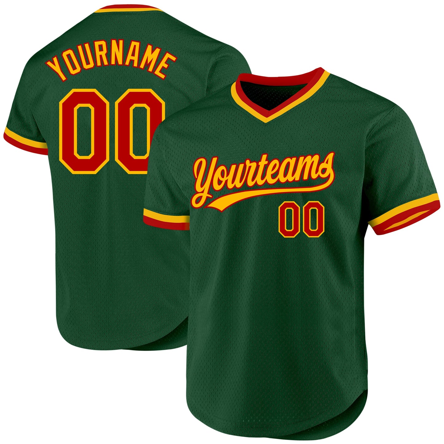 Custom Green Red-Gold Authentic Throwback Baseball Jersey - Sky-Custom