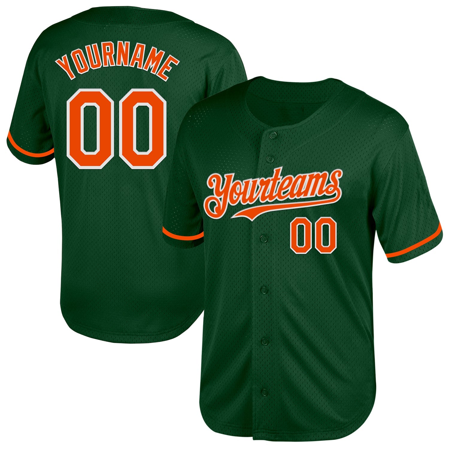Custom Green Orange-White Mesh Authentic Throwback Baseball Jersey - Sky-Custom