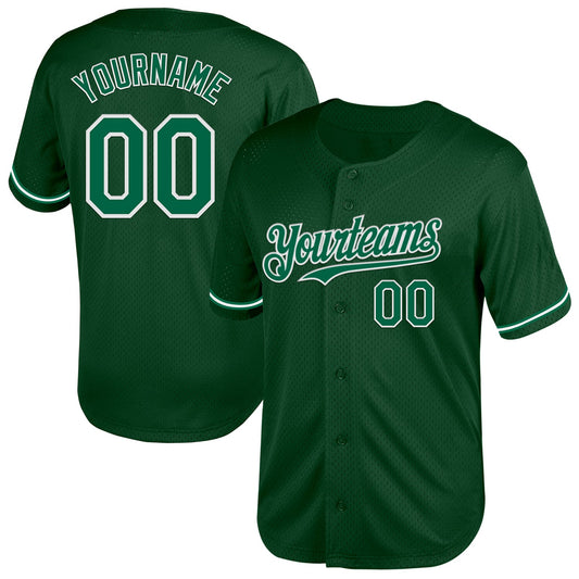 Custom Green Kelly Green-White Mesh Authentic Throwback Baseball Jersey - Sky-Custom