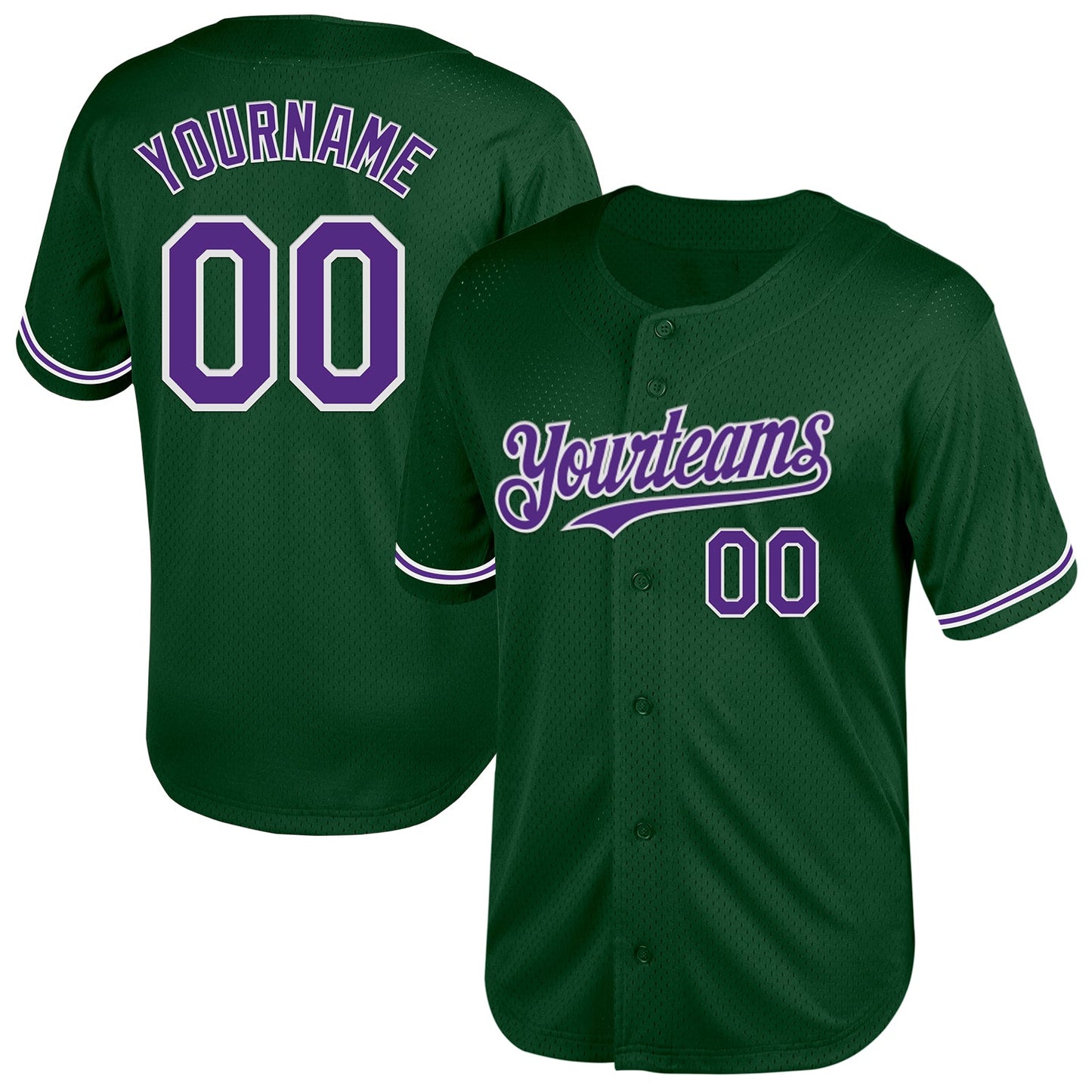 Custom Green Purple-White Mesh Authentic Throwback Baseball Jersey - Sky-Custom