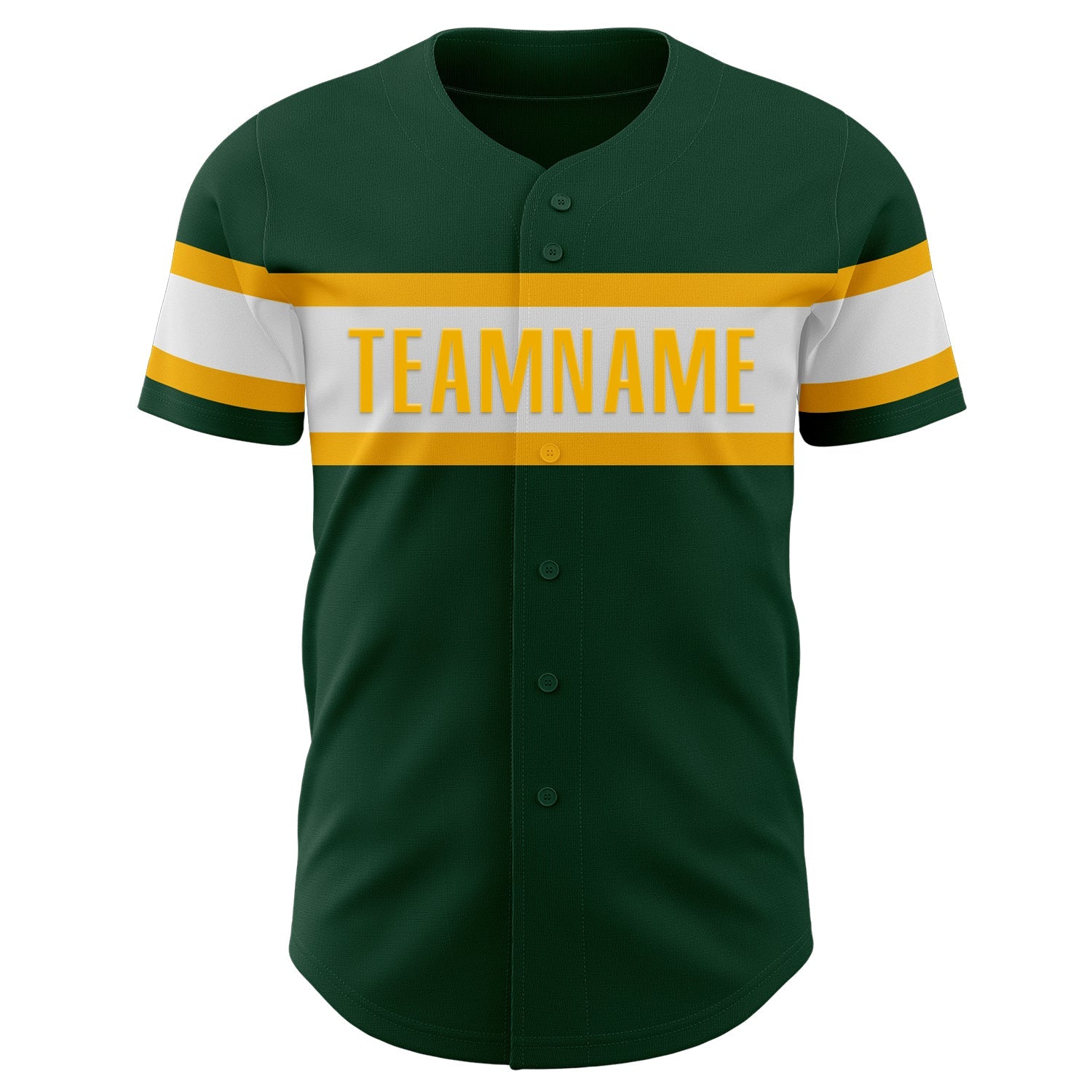 Custom Green White-Gold Authentic Baseball Jersey - Sky-Custom