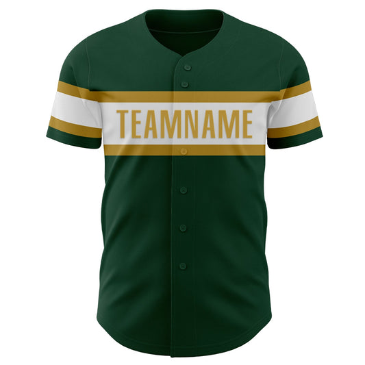 Custom Green White-Old Gold Authentic Baseball Jersey - Sky-Custom