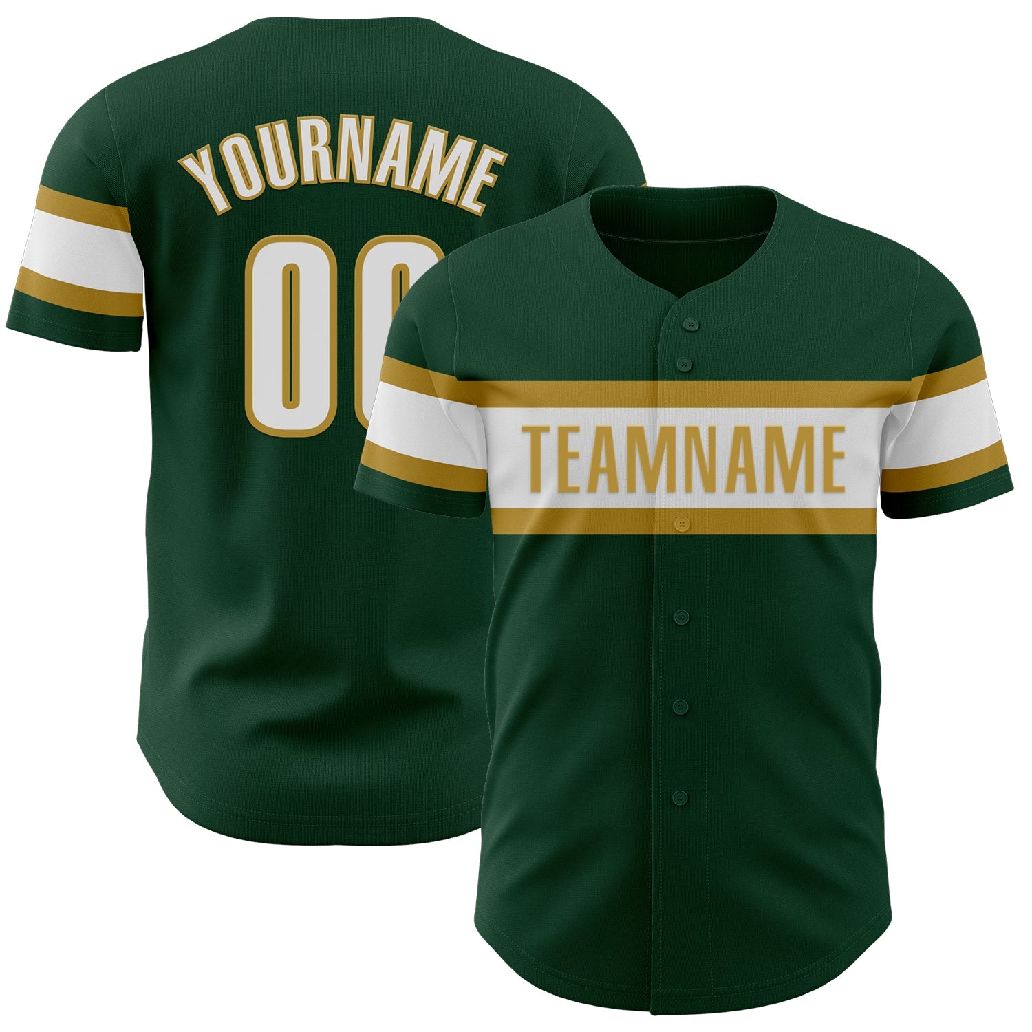 Custom Green White-Old Gold Authentic Baseball Jersey - Sky-Custom