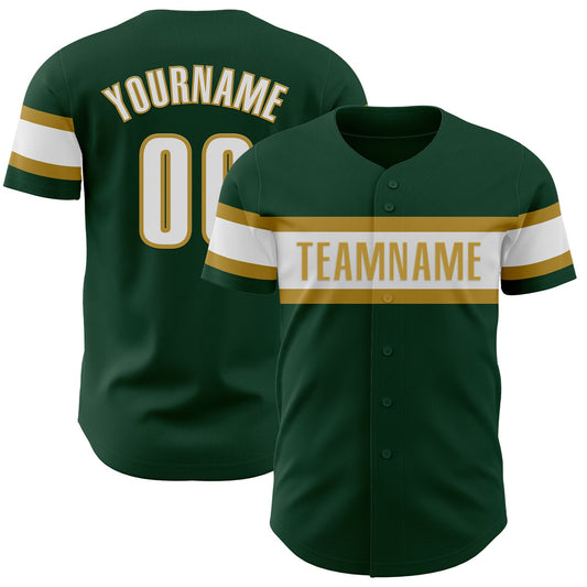 Custom Green White-Old Gold Authentic Baseball Jersey - Sky-Custom