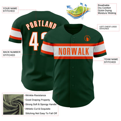 Custom Green White-Orange Authentic Baseball Jersey - Sky-Custom
