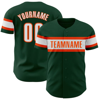 Custom Green White-Orange Authentic Baseball Jersey - Sky-Custom