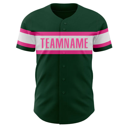 Custom Green White-Pink Authentic Baseball Jersey - Sky-Custom