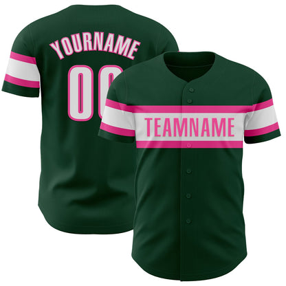 Custom Green White-Pink Authentic Baseball Jersey - Sky-Custom