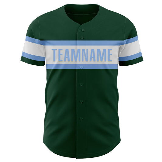 Custom Green White-Light Blue Authentic Baseball Jersey - Sky-Custom