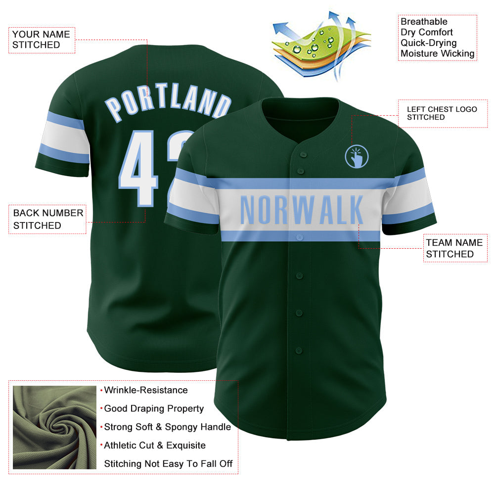 Custom Green White-Light Blue Authentic Baseball Jersey - Sky-Custom