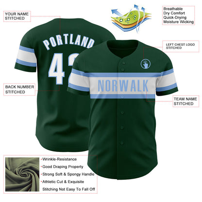 Custom Green White-Light Blue Authentic Baseball Jersey - Sky-Custom