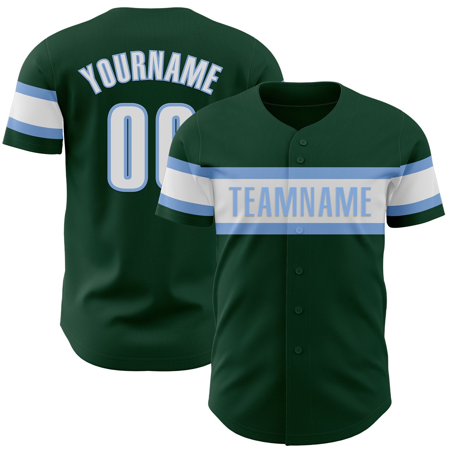 Custom Green White-Light Blue Authentic Baseball Jersey - Sky-Custom