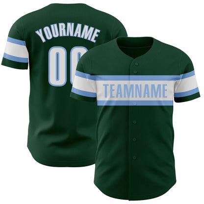 Custom Green White-Light Blue Authentic Baseball Jersey - Sky-Custom